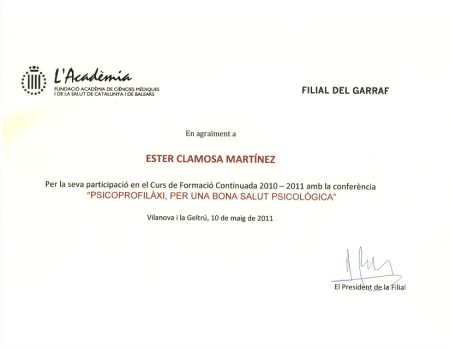 PSICOPROFILAXI: ACADÈMIA CIÈNCIES MÈDIQUES